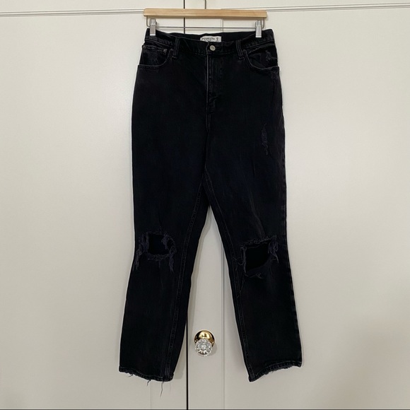 Abercrombie & Fitch Curve Love Ultra High Rise 90s Straight Jean - Ripped black - Picture 7 of 11